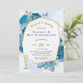 Cyaan Blue Gold Geometric Brunch en Bubble Kaart (Staand voorkant)