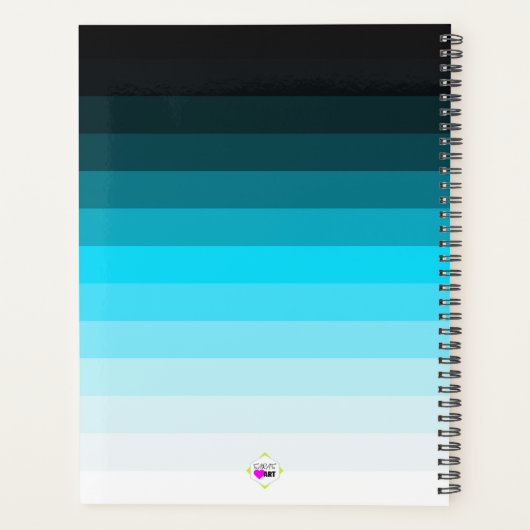 Cyaan Blue Gradient Day Planner (Achterkant)