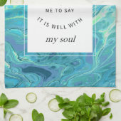 Cyaan Blue Marble Christelijk Hymn Kitchen Towel Theedoek (Gevouwen)