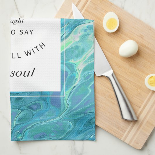 Cyaan Blue Marble Christelijk Hymn Kitchen Towel Theedoek (Quarter Fold)