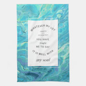 Cyaan Blue Marble Christelijk Hymn Kitchen Towel Theedoek (Verticaal)