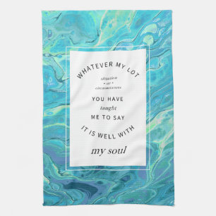 Cyaan Blue Marble Christelijk Hymn Kitchen Towel Theedoek