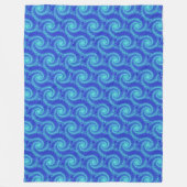 Cyaan Blue Spiral Fractal Patroon Fleece Deken (Voorkant)
