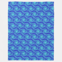 Cyaan Blue Spiral Fractal Patroon Fleece Deken