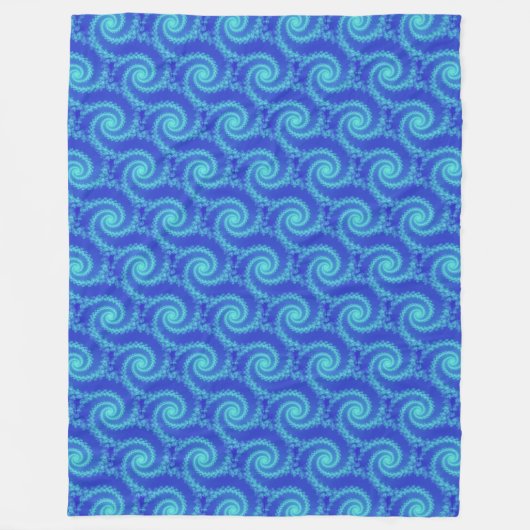 Cyaan Blue Spiral Fractal Patroon Fleece Deken (Voorkant)