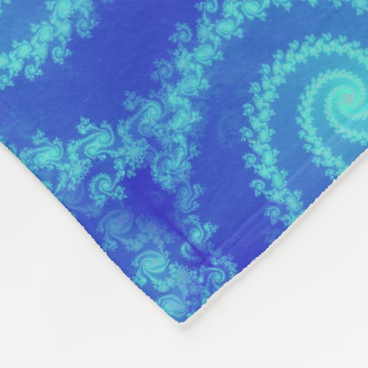 Cyaan Blue Spiral Fractal Patroon Fleece Deken (Hoek)