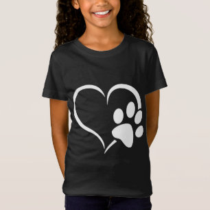 Cyaan Blue Violet blauwgroen Dog Paw Print hart vo T-shirt