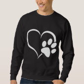 Cyaan Blue Violet blauwgroen Dog Paw Print hart vo Trui (Voorkant)