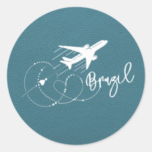 Cyaan Brazilië Paspoort Ronde Sticker