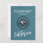 Cyaan California Passport Bewaar de datum Save The Date (Voorkant)