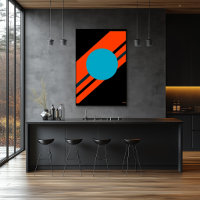 Cyaan Cirkel met Oranje Diagonaal Bauhaus Design
