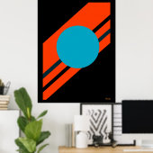 Cyaan cirkel met Oranje diagonale Bauhaus Design Poster (Thuiskantoor)