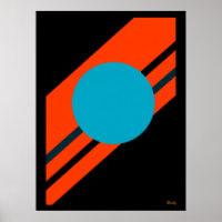 Cyaan cirkel met Oranje diagonale Bauhaus Design