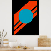 Cyaan cirkel met Oranje diagonale Bauhaus Design Poster (Keuken)