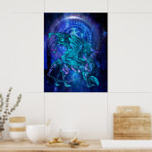 cyaan draak poster (Keuken)