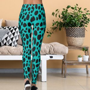 Cyaan en donkergrijs patroon safari luipaardprint leggings