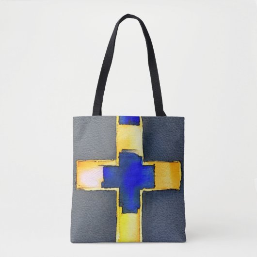 Cyaan en Gold Cross-Canvas tas (Voorkant)