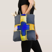 Cyaan en Gold Cross-Canvas tas (Dichtbij)
