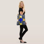 Cyaan en Gold Cross-Canvas tas (Op model)