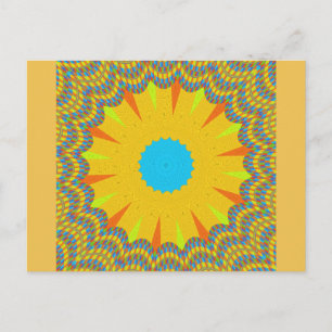 Cyaan en goud Mandala Art Print Briefkaart