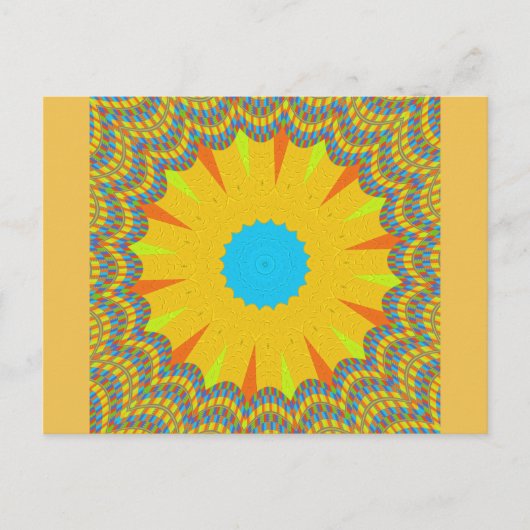 Cyaan en goud Mandala Art Print Briefkaart (Voorkant)