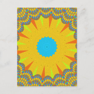 Cyaan en goud Mandala Art Print Briefkaart
