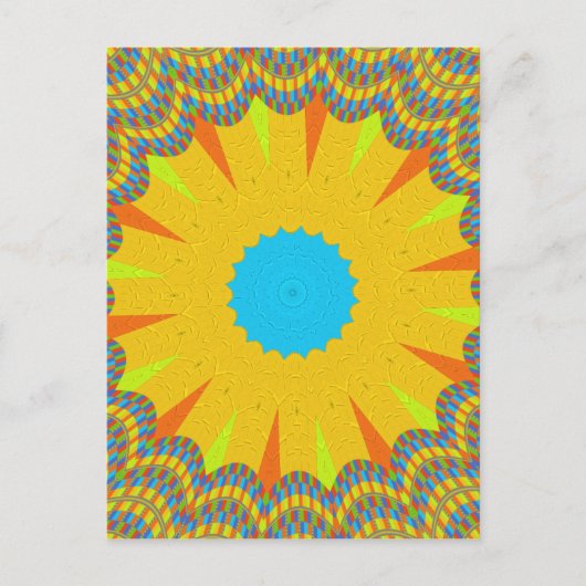 Cyaan en goud Mandala Art Print Briefkaart (Voorkant)