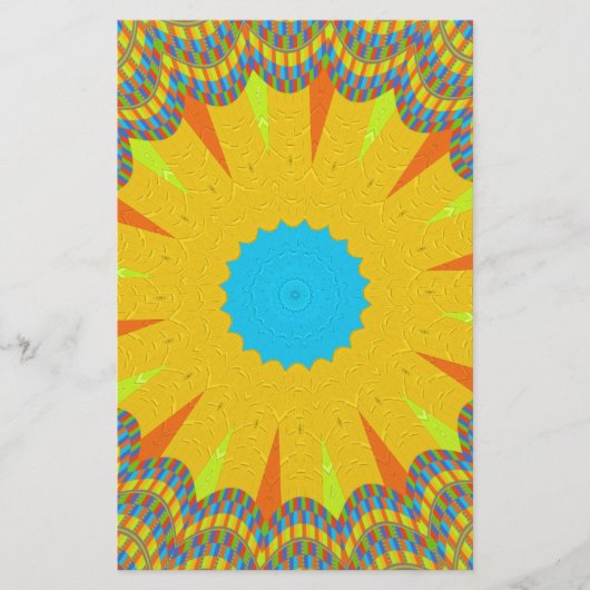 Cyaan en goud Mandala Art Print Briefpapier (Voorkant)