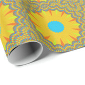 Cyaan en goud Mandala Art Print Cadeaupapier (Rol Hoek)