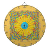 Cyaan en goud Mandala Art Print Dartbord (Voorkant)