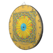 Cyaan en goud Mandala Art Print Dartbord (Voorkant Rechts)