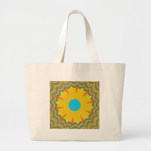 Cyaan en goud Mandala Art Print Grote Tote Bag (Voorkant)