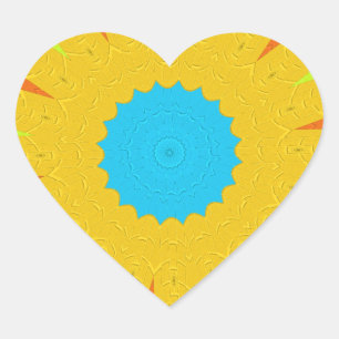 Cyaan en goud Mandala Art Print Hart Sticker