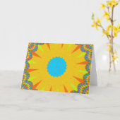 Cyaan en goud Mandala Art Print Kaart (Gele Bloem)