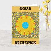 Cyaan en goud Mandala Art Print Kaart (Gele Bloem)