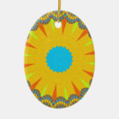 Cyaan en goud Mandala Art Print Keramisch Ornament (Voorkant)