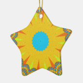 Cyaan en goud Mandala Art Print Keramisch Ornament (Links)