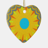 Cyaan en goud Mandala Art Print Keramisch Ornament (Rechts)