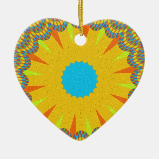 Cyaan en goud Mandala Art Print Keramisch Ornament (Voorkant)