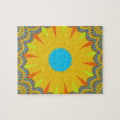 Cyaan en goud Mandala Art Print Legpuzzel (Horizontaal)
