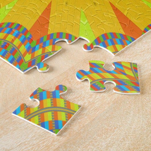 Cyaan en goud Mandala Art Print Legpuzzel (Zijkant)