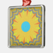 Cyaan en goud Mandala Art Print Metalen Ornament (Links)