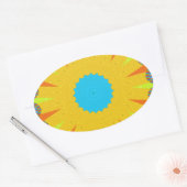 Cyaan en goud Mandala Art Print Ovale Sticker (Envelop)