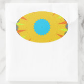 Cyaan en goud Mandala Art Print Ovale Sticker (Tas)