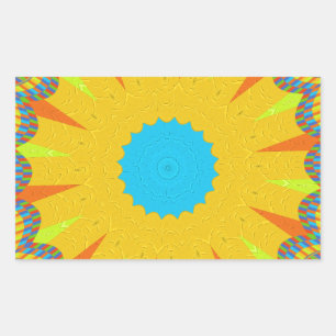Cyaan en goud Mandala Art Print Rechthoekige Sticker