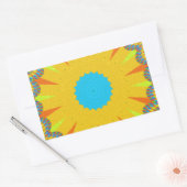 Cyaan en goud Mandala Art Print Rechthoekige Sticker (Envelop)
