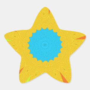 Cyaan en goud Mandala Art Print Ster Sticker