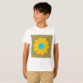 Cyaan en goud Mandala Art Print T-shirt (Voorkant volledig)