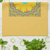 Cyaan en goud Mandala Art Print Theedoek (Gevouwen)