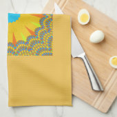 Cyaan en goud Mandala Art Print Theedoek (Quarter Fold)